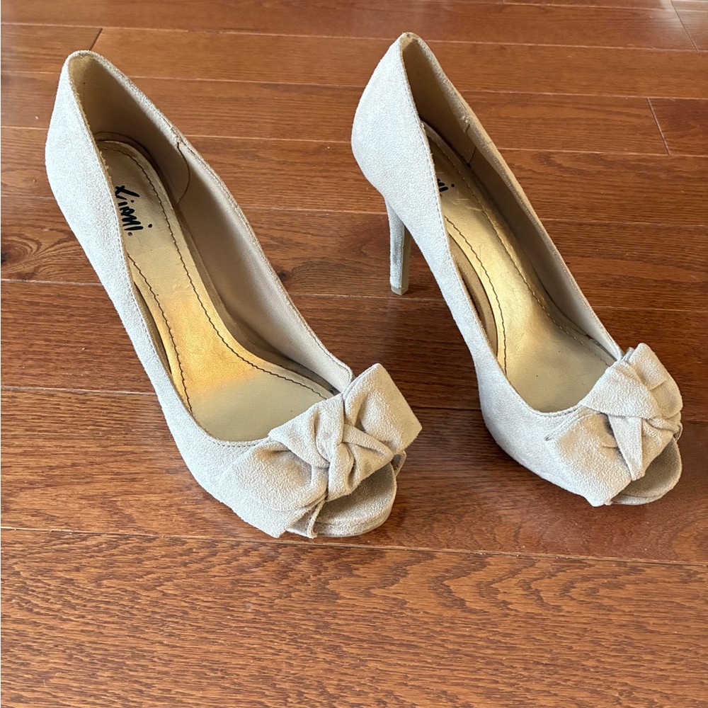 FIONI Clothing Beige Peep Toe Heels